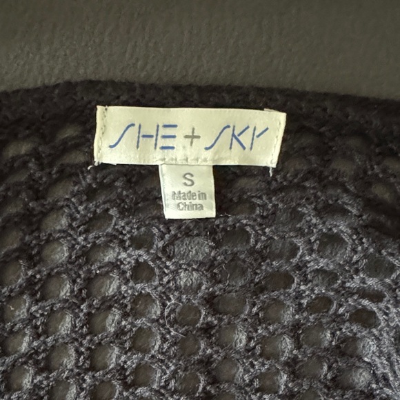 She + Sky Black Open-Knit Cardigan - Picture 5 of 6